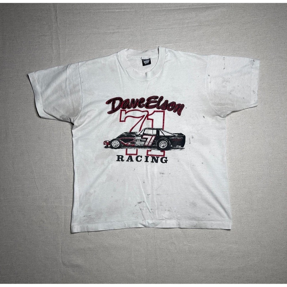 Vintage Dave Elson #71 Race Car T-Shirt Men's XL Screen Stars Best USA Rare